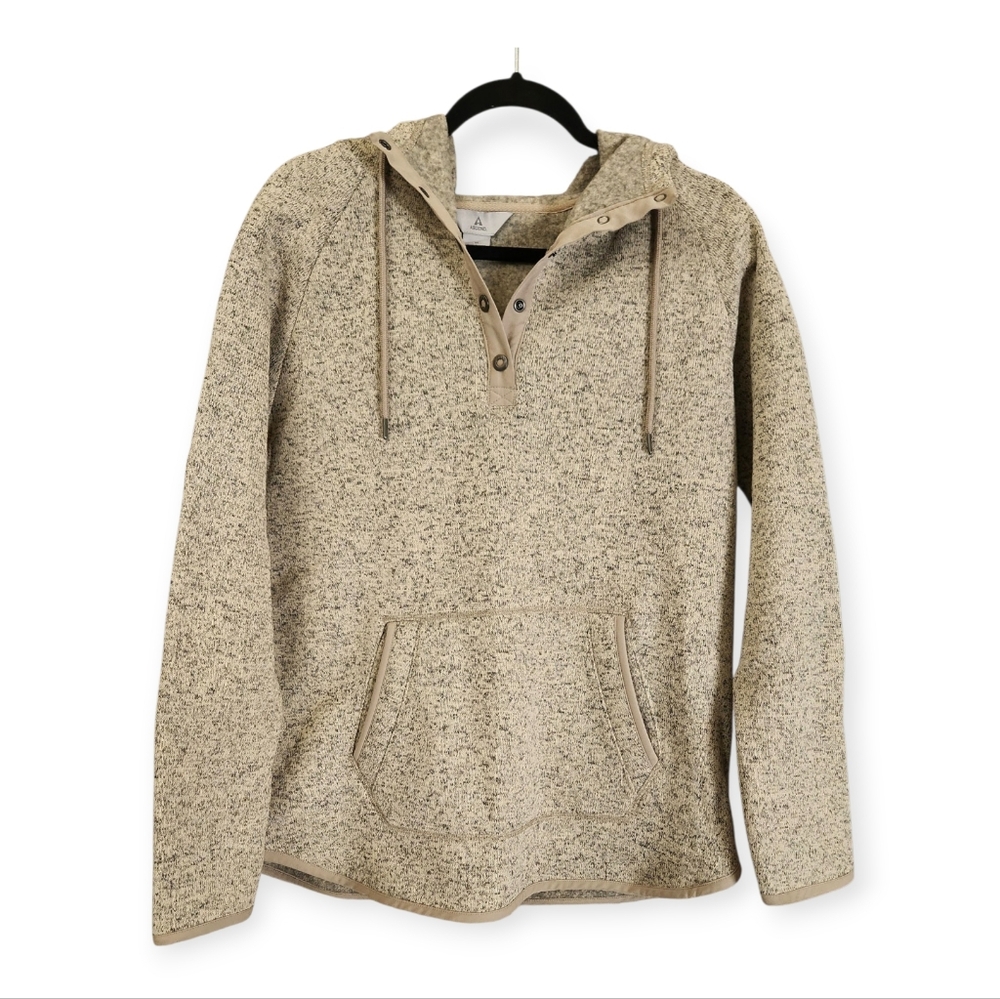 Ascend Fleece Hoodie Sweater Medium Snap Neck Beige Cozy Gorpcore Cabincore M
